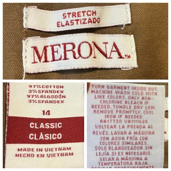 Merona Classic Ankle Pants Stretch Mid Rise Tobacco Brown Women’s Plus Size 14 - Picture 5 of 6